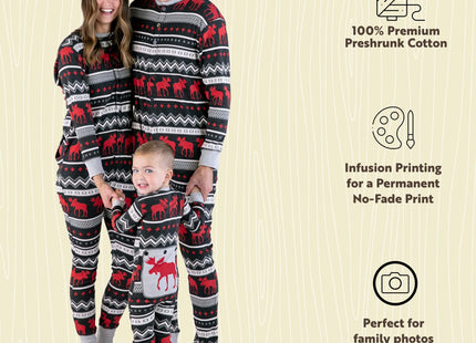 LazyOne Flapjacks, Matching Christmas Pajamas for Familes (Cabin Moose, 2T)