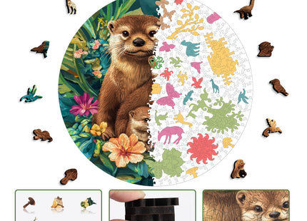 Leodozzio 500Pcs Wooden Jigsaw Puzzle Otter Family Wall Decor 16.5x16.5in