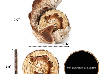 Fishing Coasters Set of 6 - Handcrafted Fishing Decor & Gifts for Fisherman