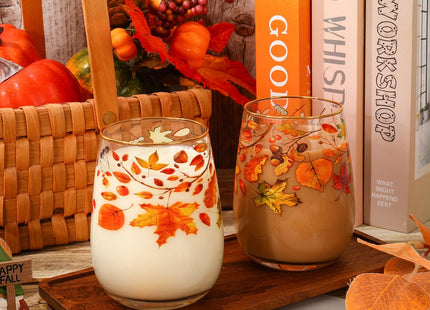 Whaline 2 Pcs Fall Stemless Wine Glasses, Maple Leaf, 17 Oz