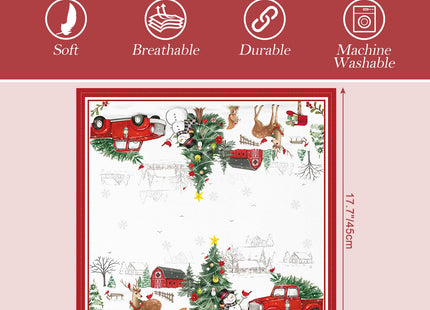 Arquiel Truck Christian Snowman Cloth Napkins Set of 4, 100% Cotton