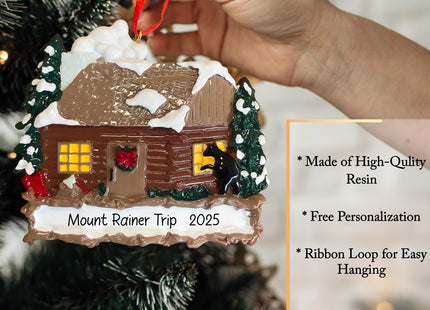 Uniqxmas Personalized Log Cabin Christmas Ornament 2026 | Rustic Cabin Ornament for Xmas Tree | First Camping Home, Camper Cabin Vacation Gift - Custom Name Year