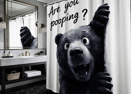 puuiui Funny Black Bear Shower Curtain Kids Animal, 70x72 Inchs