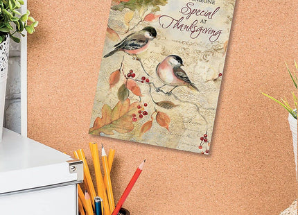 Current Chickadee Thanksgiving Greeting Cards - Set of 8 (1 Designs), Large 5" x 7", Autumn Cards with Sentiment Inside, White Envelopes