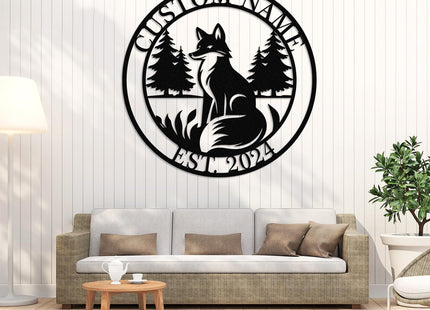Metal Signs Customized, Personalized Fox Metal Signs, Funny Fox Wall Art Decor, Custom Metal Name Sign, Metal Fox Decorations, Farmhouse Outdoor Decor, Personalized Housewarming Gifts