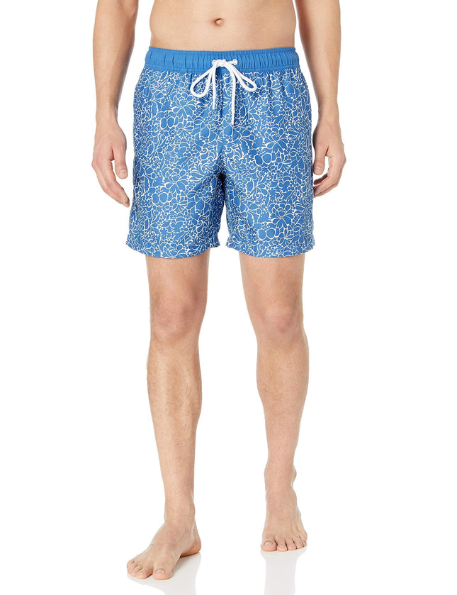Amazon Essentials Men's 7" Swim Trunks with Mesh Lining, Pockets, Drawstring Closure, Silhouette Floral, X-Large
