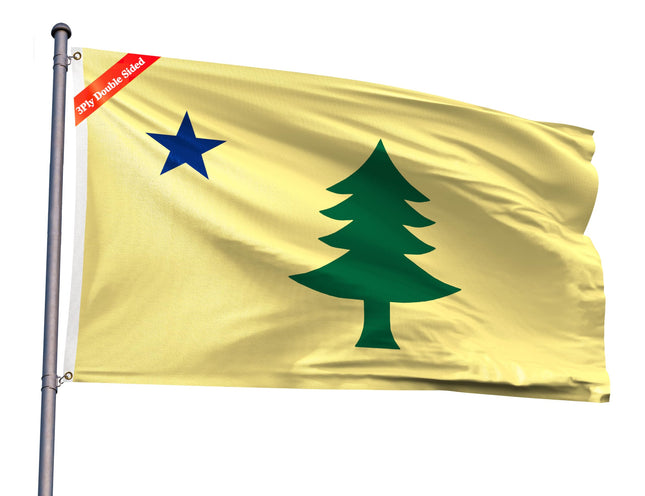 Double Sided Original 1901-1909 Maine State Flag 2x3FT ME Flag Polyester Vivid Color With 2 Brass Grommets For Maine Themed Festival Events Party Decoration Indoor Outdoor(1901-1909 ME-1, 2x3ft-3ply)