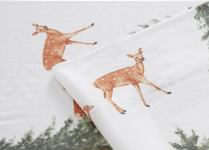 CAROMIO Christmas Sheets Twin, 100% Cotton Flannel Printed Bed Sheet Set, Soft Heavyweight Brushed Flannel, 16 Inches Deep Pocket Winter Warm Sheets 3 Piece (Forest, Twin)