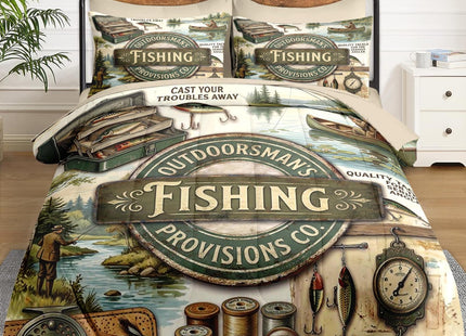 WeCozy Full Comforter Set with Sheets, 7 Pieces Fishing Vintage Bedding