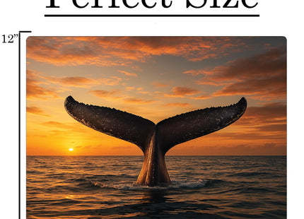 Wildlife Animal Gray Blue Whale Tail Kitchen Glass Cutting Board Decorative Gift Farm Home Serving (Whale)