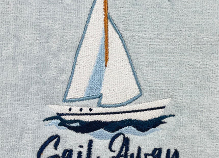 Coastal Guest Hand Bathroom Towels, Light Blue Sail Away Sailboat, 16x25"