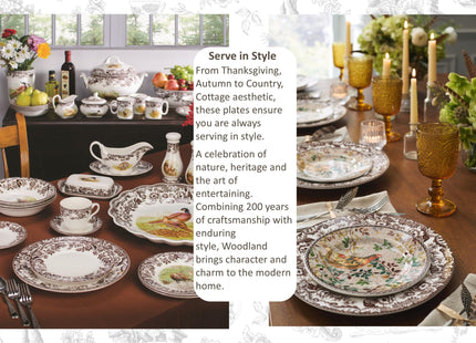 Spode Woodland Majestic Moose 8-Inch Salad Plate - Woodland Animal Design, Made in England, Festive Fine Earthenware for Holiday Table Settings, Dishwasher, Microwave & Warm Oven Safe to 225°F
