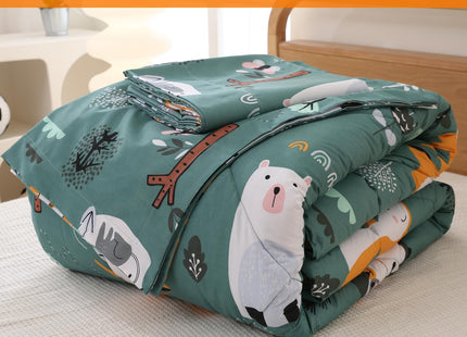 JSD Green Forest Animal Kids Comforter Set Twin Size