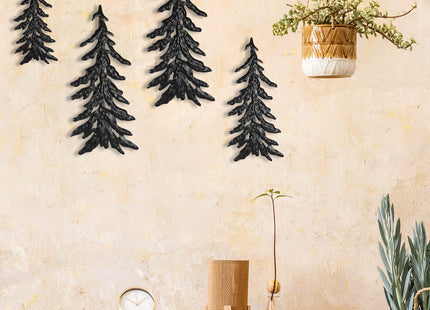 Hotop 8 Pieces Pine Tree Metal Wall Decor Set Landscape Art Sculpture Rustic for Christmas Outdoor Home Farmhouse Cabin (Black)