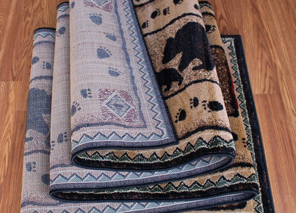 Cabin Lodge Long Runner Area Rug with Bear and Cub Image (2 Feet 4 Inch X 10 Feet 10 Inch) Runner