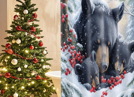 Wathon Winter Black Bear Shower Curtain 70X70IN