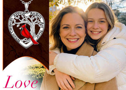 Cardinal Necklace Gifts for Women Mom Sterling Silver Red Cardinal Necklace