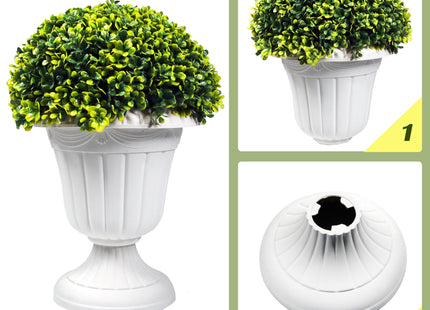 Sunnyglade 2 PCS Artificial Plastic Pine Cone-Shaped Leaves Topiary Ball Tree, Faux Potted Decorative Topiary Plant, UV Resistant Fake Plant in Pot for Home Gate Indoor Outdoor Patio Office Decor