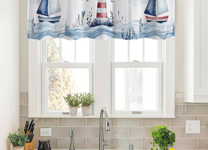 Nautical Lighthouse Valance Curtains,Rod Pocket Valances for Windows,Small Window Treatment Valances for Kitchen,Living Room,Bedroom,Bathroom,Home Decor,18x54 Inch,1 Panel,Sea Ocean Sailboat