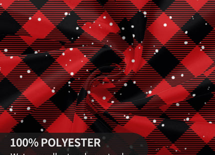 Christmas Snowflake Tablecloth 60 Inch Round Red Black Buffalo Plaid