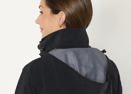 Amazon Essentials Women's Regular-Fit Lightweight Waterproof Long Hooded Rain Jacket, Black, Small