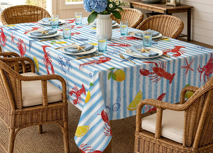 Arquiel Lobster Lemon Tablecloth 60 x 84 Inch Rectangular, Coastal Style