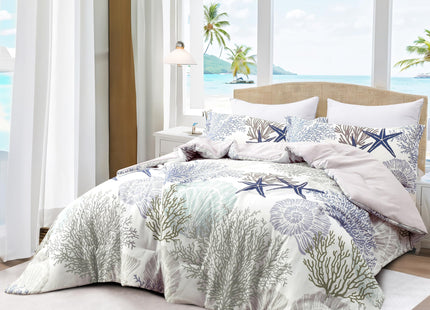 Tritard Coastal Comforter Set King Size 3 Piece, Soft Beach Themed Comforter, Ocean Nautical Lightweight Bedding Sets for All Seasons, (1 Reversible Comforter and 2 Pillow Shams), 104''x90'', C2