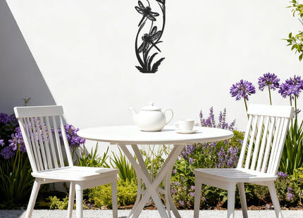 JEWLOVE Dragonfly Wall Art, Botanical Metal Garden Decor