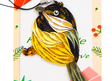 Quilling Bird Lovers Collection – Handmade Quilled Ornaments for Animal Lovers, Home & Holiday Decorations, Car, Bag, or Phone Charms by GREENHANDSHAKE (Black-Capped Chickadee)