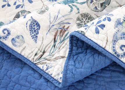 WINLIFE 3 Piece Coastal Quilt Bedding Set Queen 100% Cotton Ocean Quilts
