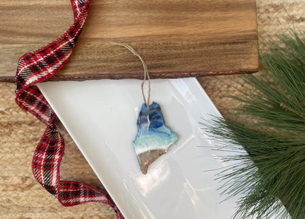 Maine Beach Christmas Ornament, Handmade Unique Beach Resin