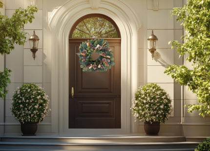 ANDALUCA Natural Preserved Pinecone Evergreen Wreath (Evergreen Pine)