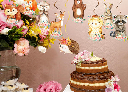 18pcs Woodland Animal Hanging Swirls Decorations Forest Woodland Animal Swirls Ceiling Streamers Decor for Forest Woodland Themed Birthday Party Deocr Supplies
