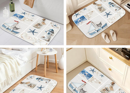 Final Friday Beach Nautical Ocean Coastal Bath Rugs Non Slip Modern Seashell Lighthouse Shower Mat Bathroom Decor Door Rug (20x31 inches, Animals Blue)
