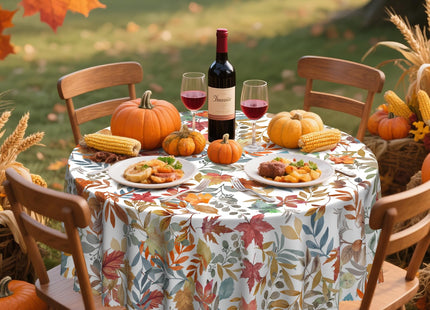 60In Fall Tablecloth Maple Leaf Table Cover Waterproof and Wrinkle-Free