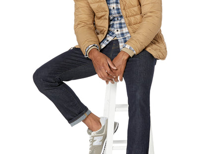 Amazon Essentials Men's Slim-Fit Brushed Cotton Flannel Shirt, Long Sleeve Button Down Collared Plaid, Blue Brown Plaid, Medium
