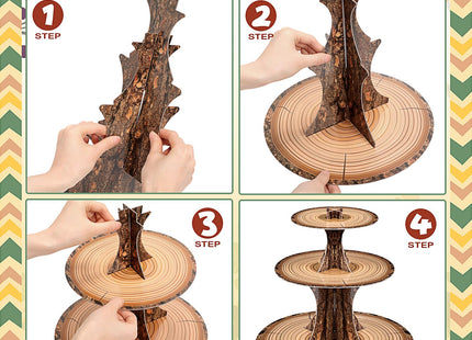 Sawysine 7 Pcs Woodland Cupcake Stand Set Woodland Baby Shower, Circle