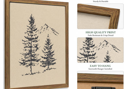 Pine Tree Wall Art Minimalist Mountain Nature Canvas Print Cabin Wall Decor