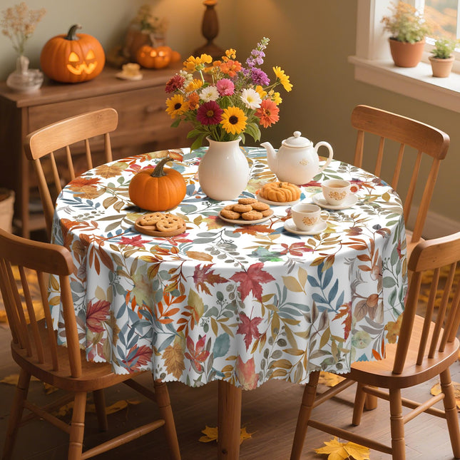 60In Fall Tablecloth Maple Leaf Table Cover Waterproof and Wrinkle-Free