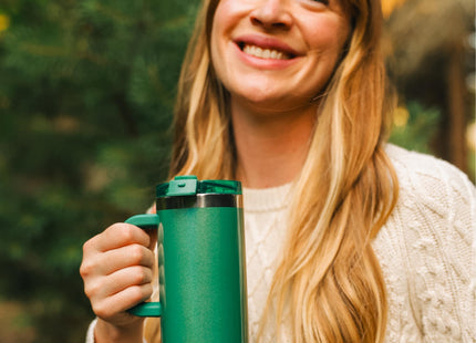 RTIC 16oz Road Trip Travel Mug with Lid and Handle, Pine Tree Glitter