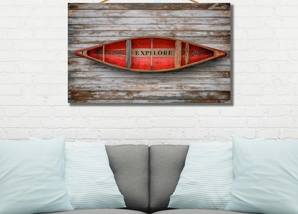 Personalized Custom Wooden Wall Art - Rustic Red Canoe Sign for Cabin and Lake House Decor - Handcrafted UV Printed Solid Wood Plaque for Living Room, Office, Unique Gift(Style D)