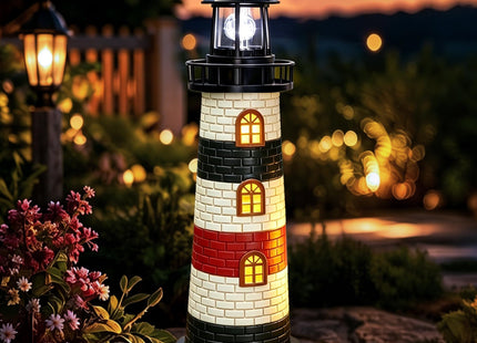 Garden Statues 23" Coastal Solar Lighthouse Garden Decor Gardening Gift