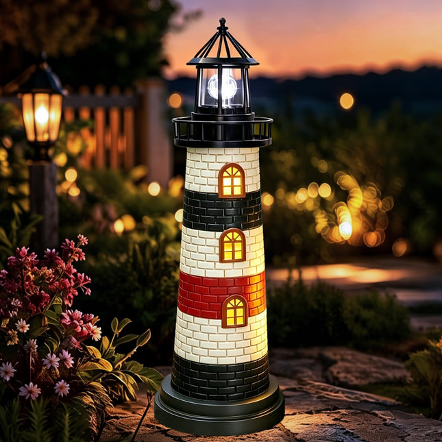 Garden Statues 23" Coastal Solar Lighthouse Garden Decor Gardening Gift