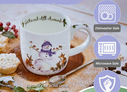Portmeirion Wrendale Designs"Gathered All Around" Snowman 0.3L Christmas Mug