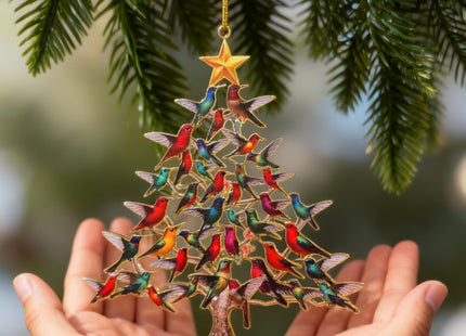 Stacked Hummingbird Christmas Decorations Hummingbird Christmas Ornament, 2D Laser-Cut Iron Metal Decor for Holiday