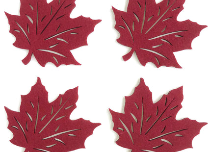 Maple Leaf Cutwork Felt Coasters, Set of 4 (Red)