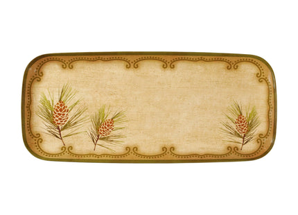 UP Woodland Pinecone Melamine Serving Tray, 15 x 6.5 Inch Rectangular Serving Platter, BPA Free Food Tray for Party Entertaining