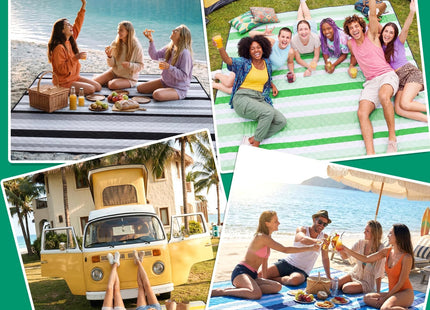 RYCHIC Waterproof Beach Blanket Picnic Mat Outdoor Oversized Sandproof Dog Thick Rug Towel Camping Gear Family Trip Essentials Summer Vacation Must Have Travel Accessories Lake Day Thing Item Gadget