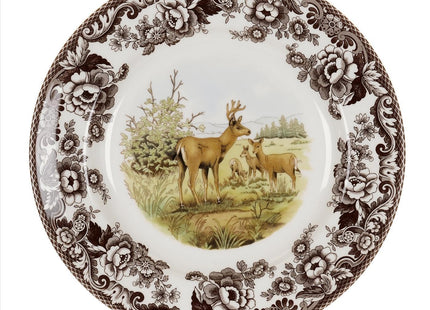 Spode Woodland American Wildlife Mule Deer Dinner Plate - Rustic Earthenware Tableware, 10.5" Collectible Plate for Holiday Dining, Dishwasher, Microwave, Oven Safe - Made in England