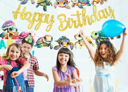 Sea Turtle Birthday Banners - Turtle Party Decorations for Ocean-Themed Celebrations